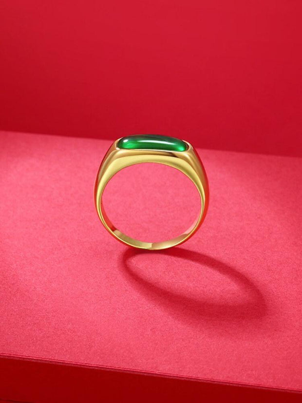 24K Gold Plated Emerald Ring