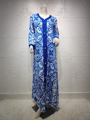Women's Printed Robe Jalabiya Dress