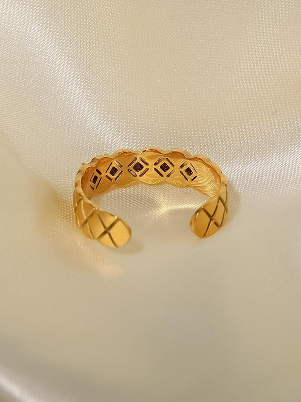 18K Gold Set White Green Diamond Lattice Diamond Open Ring