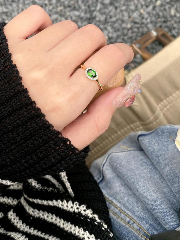Silver Garnet Inlaid Ring