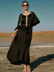 Handmade Beaded Black Cloak Dress Abaya