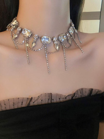 Diamond Studded Tassel Necklace