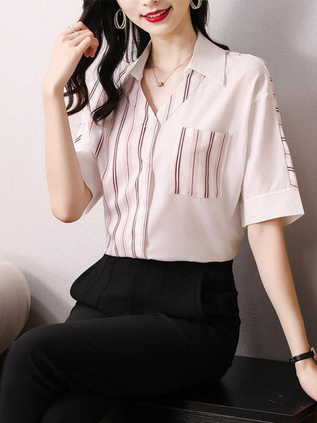 Elegant Fashion Striped Patchwork Shirt