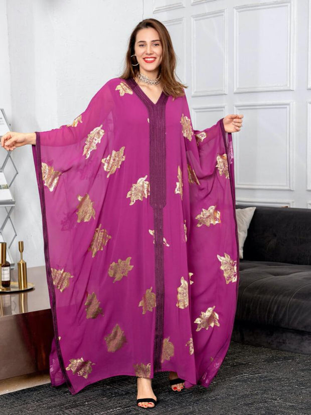 Women's Batwing Long Sleeve Kaftan Dress