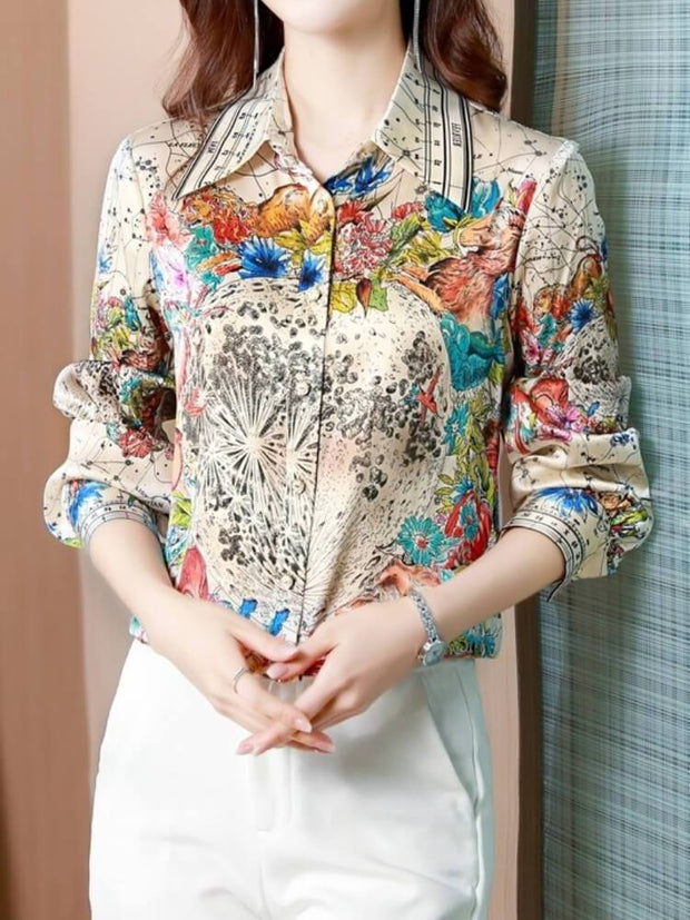 Women's Satin Printed Shirt