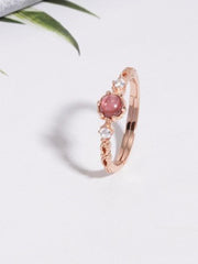 S925 Silver Inlaid Garnet Ring