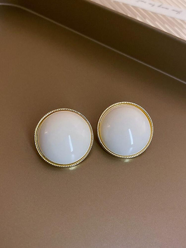 925 Silver Needle Cream White Pearl Earrings