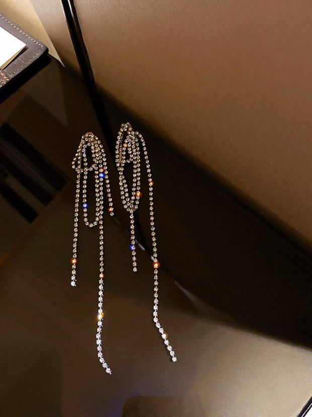 925 Silver Needle Diamond Inlaid Geometric Earrings