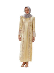 Fake Two Sequin Embroidered Long Sleeved Abaya