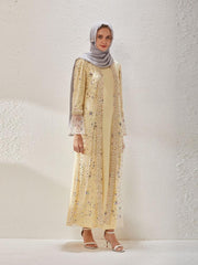 Fake Two Sequin Embroidered Long Sleeved Abaya