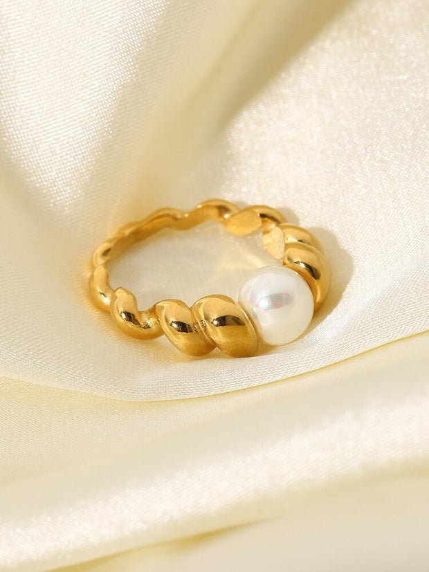18K Gold Bright Pearl Ring