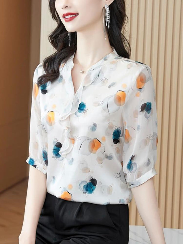 Women's V-neck Printed Shirt