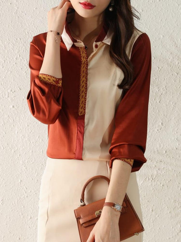 Contrast Embroidered Long Sleeve Shirt