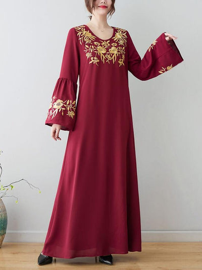 Long Sleeve Embroidery Dress