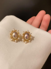 925 Silver Pearl Oval Earrings