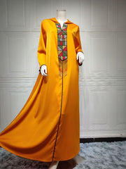 Women's Hooded Handmade Beaded Hanging Beard Robe Abaya