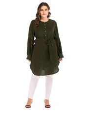Women's Beaded Long Sleeve Round Neck Shirt