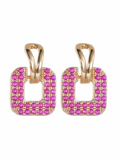 Geometric Square Gem Inlaid Earrings