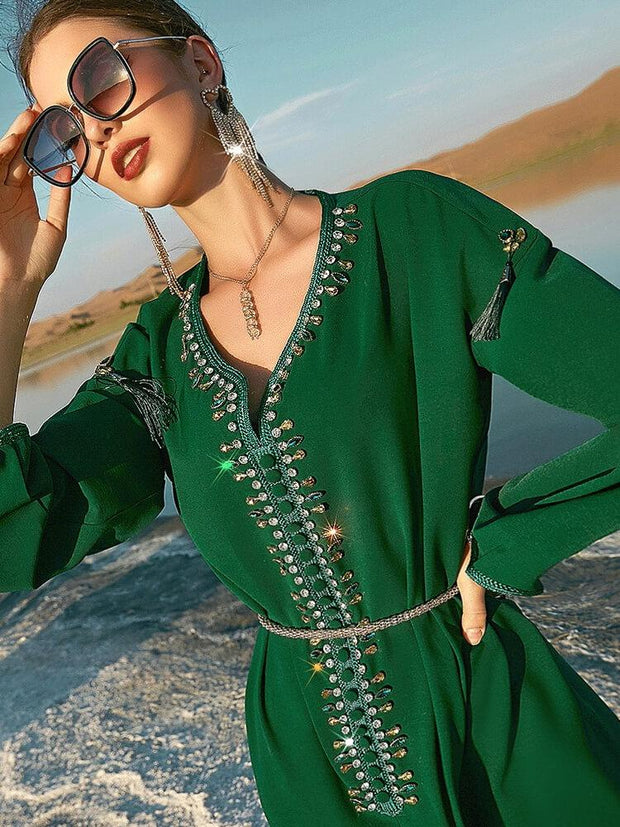 Women's Green Long Sleeve Jalabiya