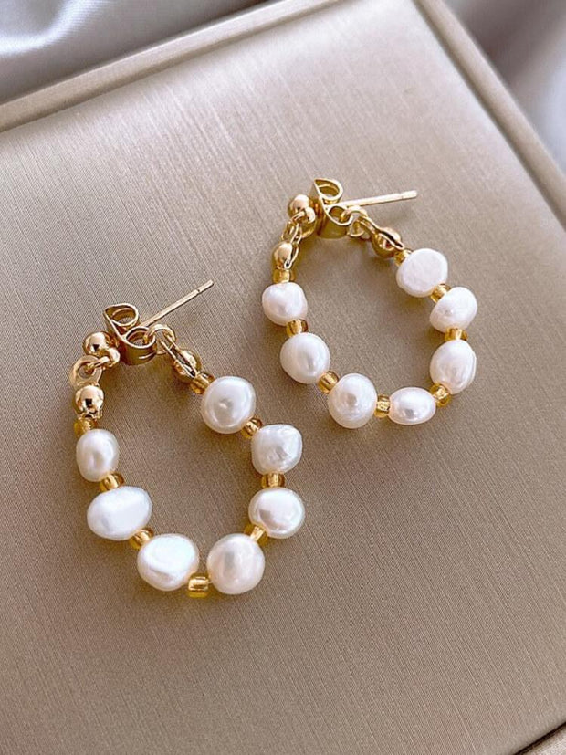 925 Silver Needle Freshwater Pearl Earrings