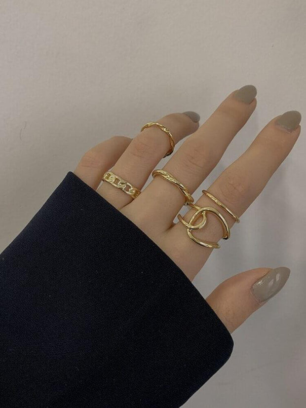 Simple Five Piece Geometric Ring Set