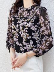 Floral Wooden Ear Cropped Top