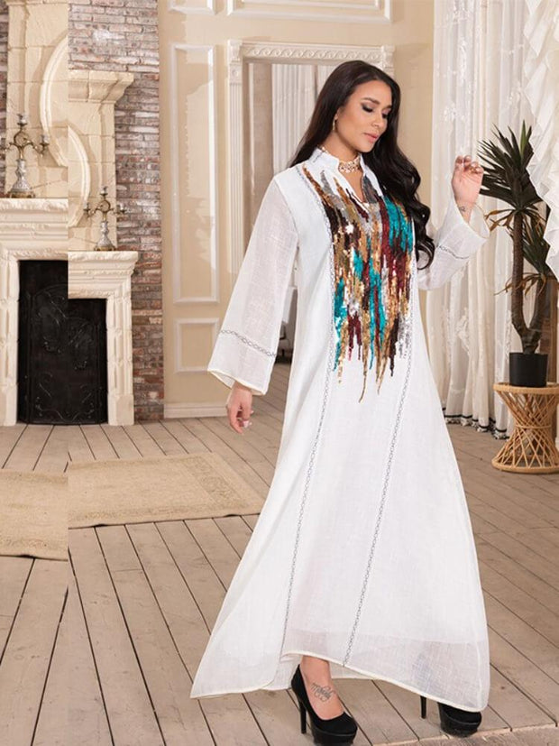 Women's Sequin Embroidered Jalabiya Dress