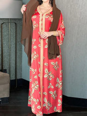 Abaya Printed Long Sleeve  Dress