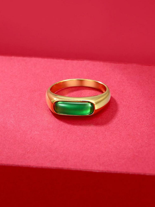 24K Gold Plated Emerald Ring