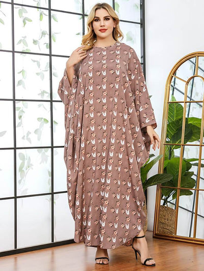 Women's  Bat Sleeve Print Dress Kaftan