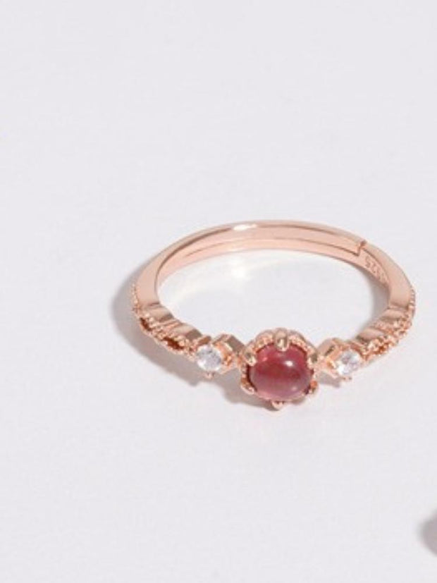 S925 Silver Inlaid Garnet Ring