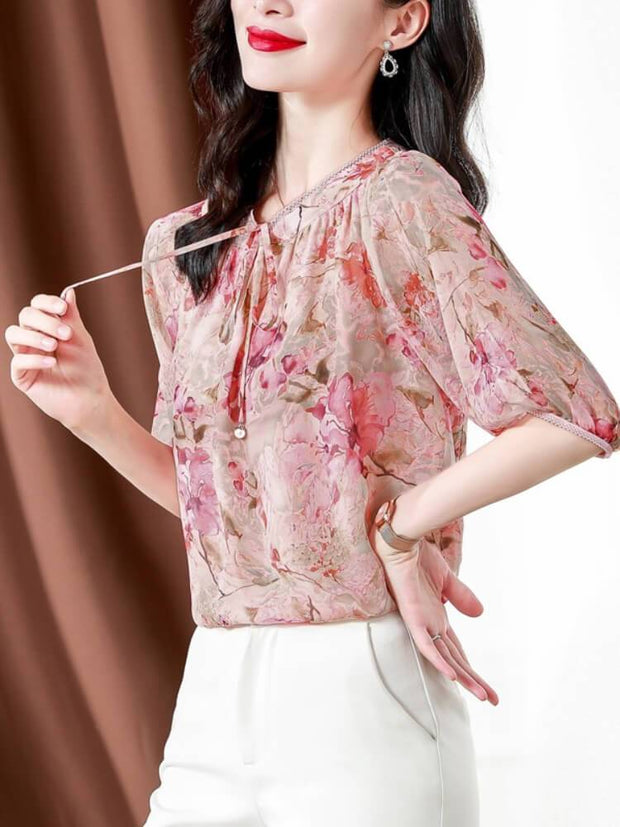 Women's Lantern Sleeve Floral Shirt
