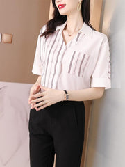Elegant Fashion Striped Patchwork Shirt
