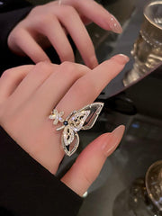 Flower Butterfly Opening Adjustable Ring