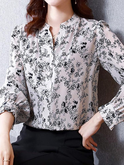 Long Sleeved Floral Shirt Top