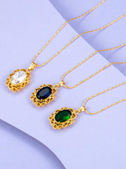 Gold Lace Artificial Gemstone Necklace