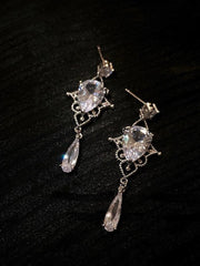 925 Silver Needle Water Drop Zircon Earrings