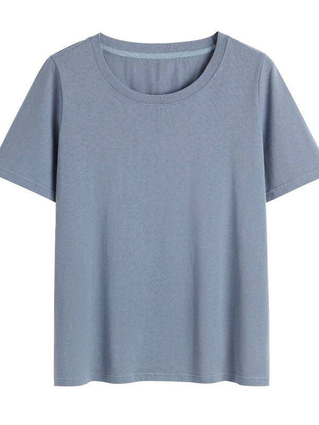 Women's Solid Color Plus Size Short Sleeve T-shirt