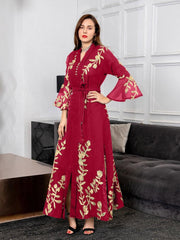 Women's Gauze Embroidered Robe Jalabiya Dress