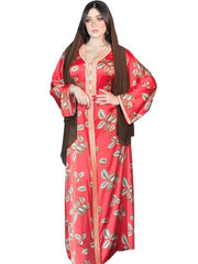 Abaya Printed Long Sleeve  Dress