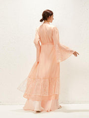 Chiffon Sequin Loose Arabic Pink Abaya