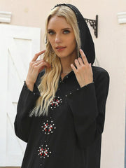 Hand Sewn Diamond Hooded Robe Abaya