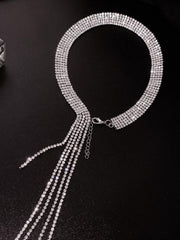Long Tassel Diamond Pendant Necklace