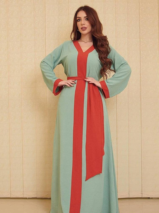 Long Sleeves Patchwork Jalabiya Dress