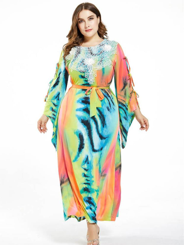 Round Neck Color Printed Dress