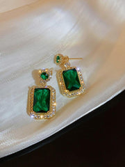 Women's Zircon Emerald Necklace Earring Set