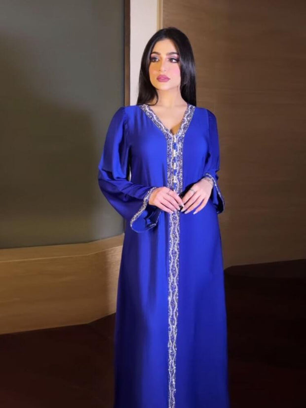 Women's Fashion Hot Diamond Jalabiya Robe Dress