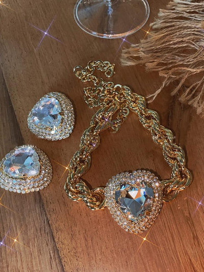 Diamond Earrings Necklace Choker