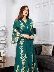 Women's Gauze Embroidered Robe Jalabiya Dress