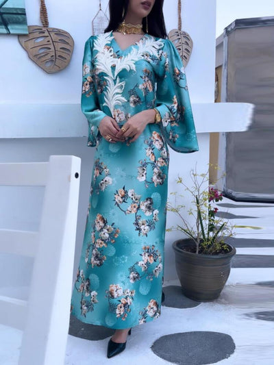 Womne's Arab Summer Long Floral Dress Robe
